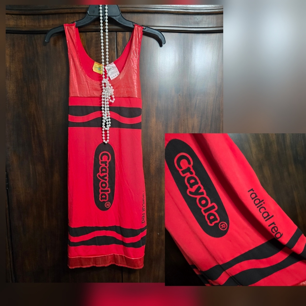 Crayola Crayon Red Costume Halloween Dress, Radical Red Crayon dress up, OS S/M